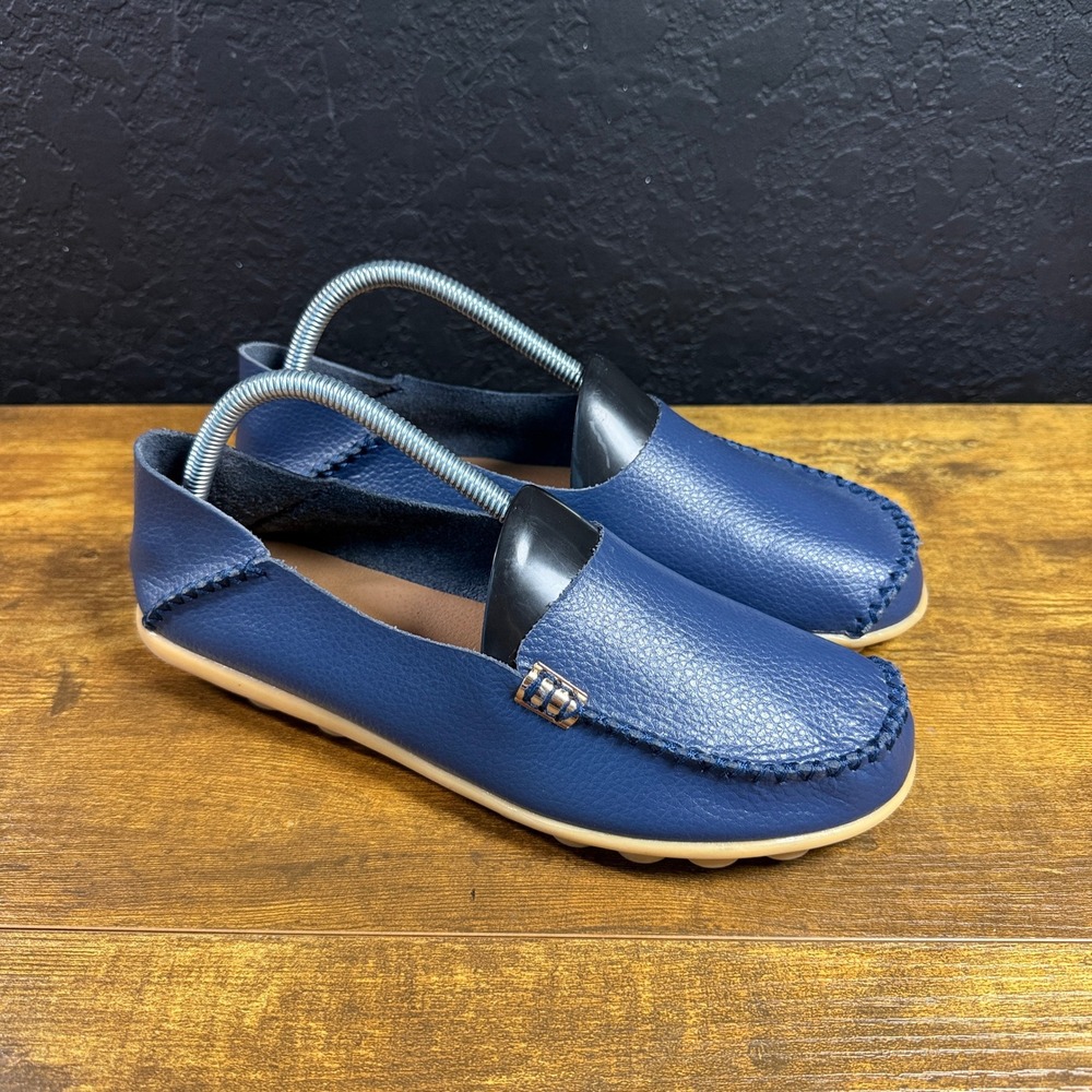Venus Celia Comfort Blue Pebbled Leather Slip On Loafers Womens Size 11 EU 42